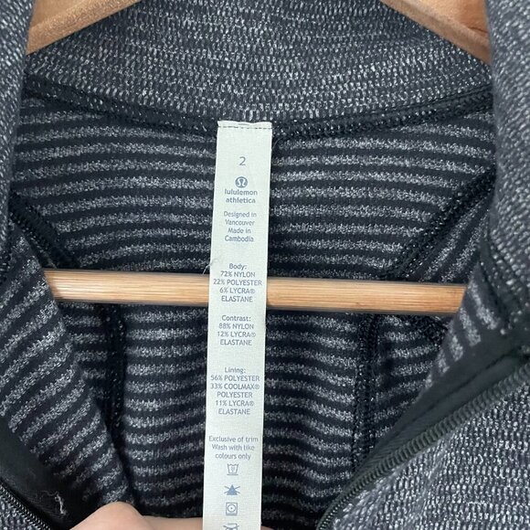 Lululemon Runderful 1/2 Zip Mini Check Pique Black Heathered Black Size 2 - Picture 3 of 7